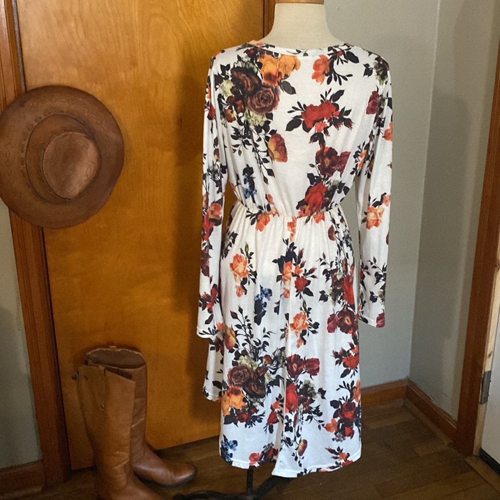 Multicolor, long sleeve floral, modest dress size medium - Picture 3 of 3